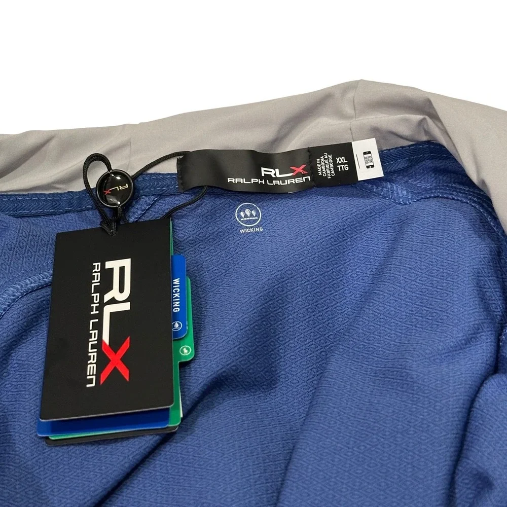 RLX Ralph Lauren Men's XXL 2XL Blue Gray Half Zip Hoodie Wicking Golf Jacket NEW - Picture 9 of 11